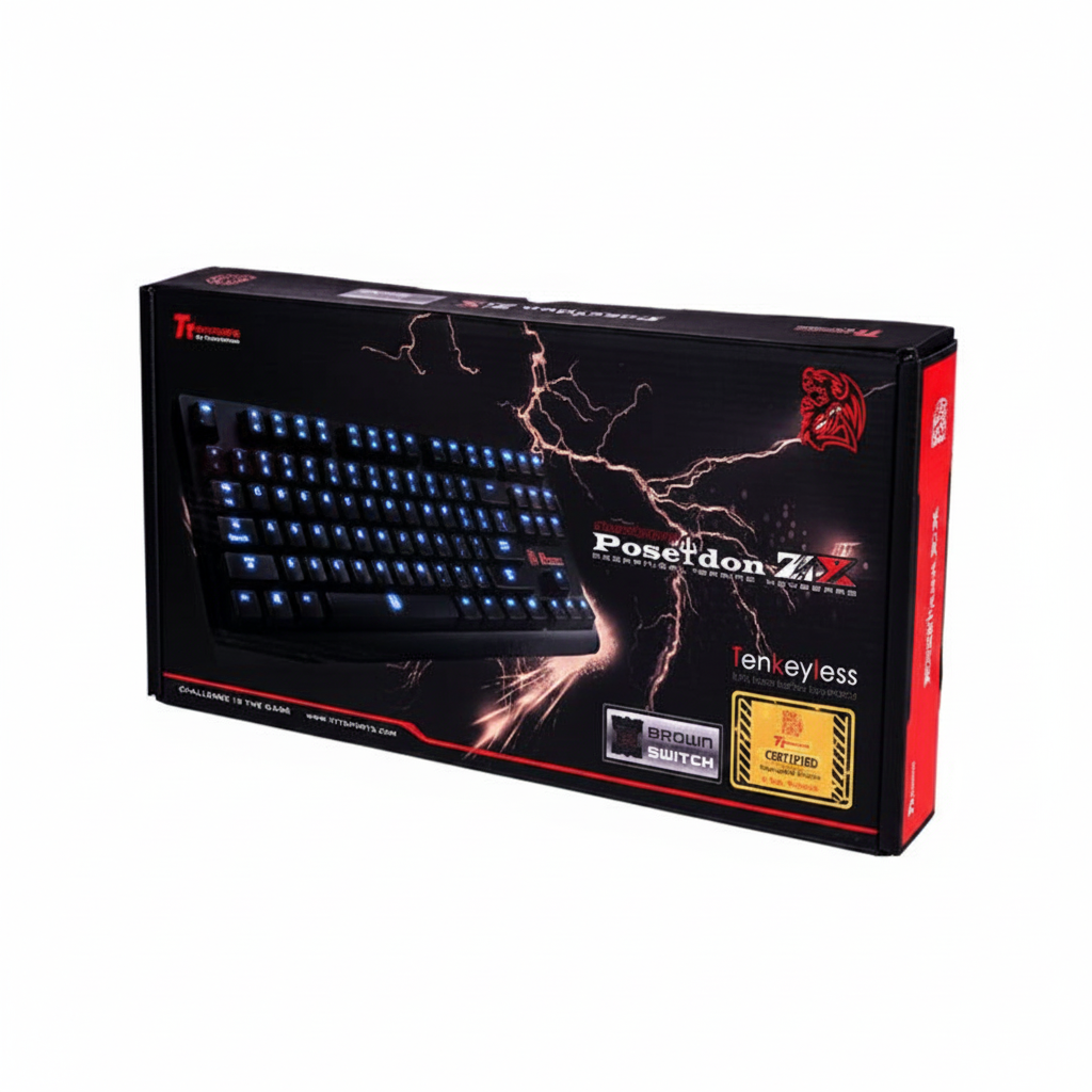 TT POSEIDON ZX Mechanical Gaming Keyboard – Cherry MX Brown Switches & Blue Backlight