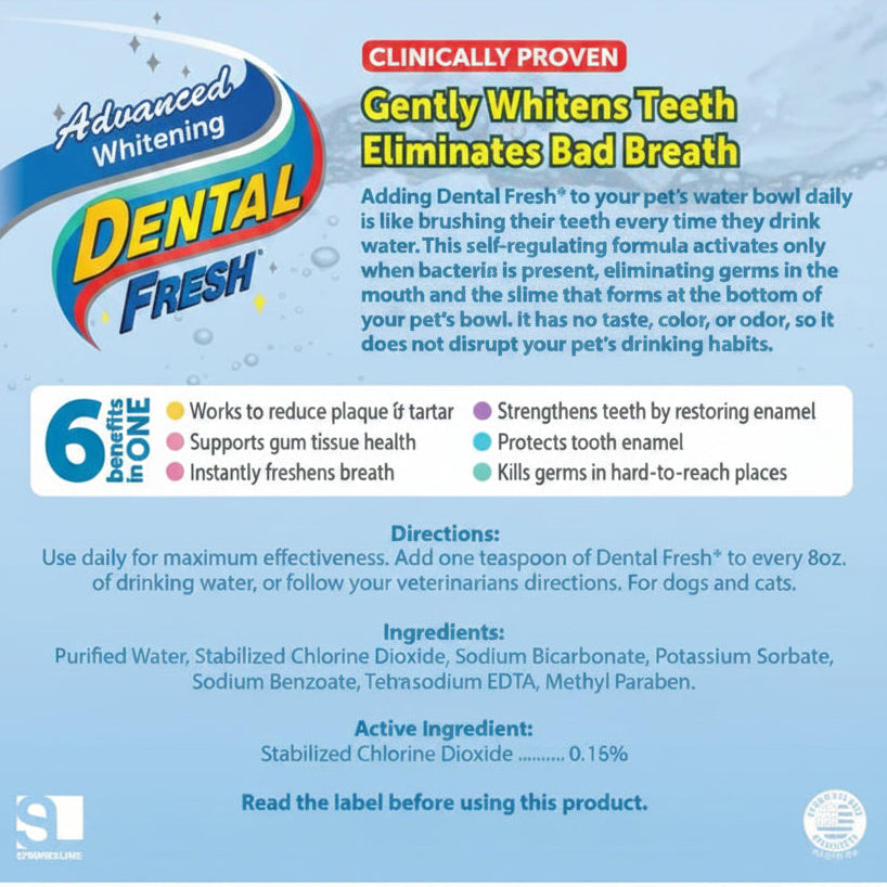 Dental Fresh® Water Additive for Dogs & Cats - Original & Advanced Whitening Formulas