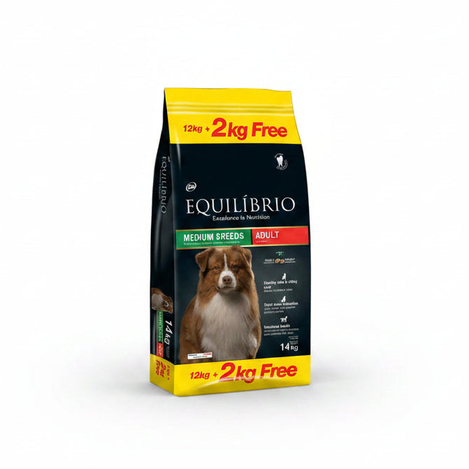 Equilibrio - Medium Breed, Adult Dry Dog Food, With Chicken - 2kg, 14kg