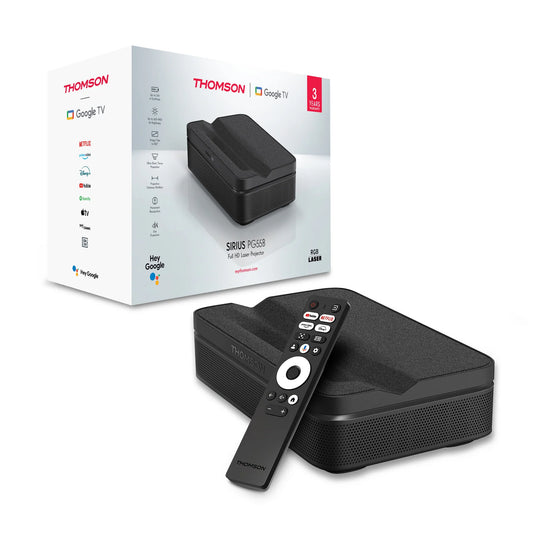 Thomson Ultra Short Throw Projector – Up to 100” Screen (Google TV)