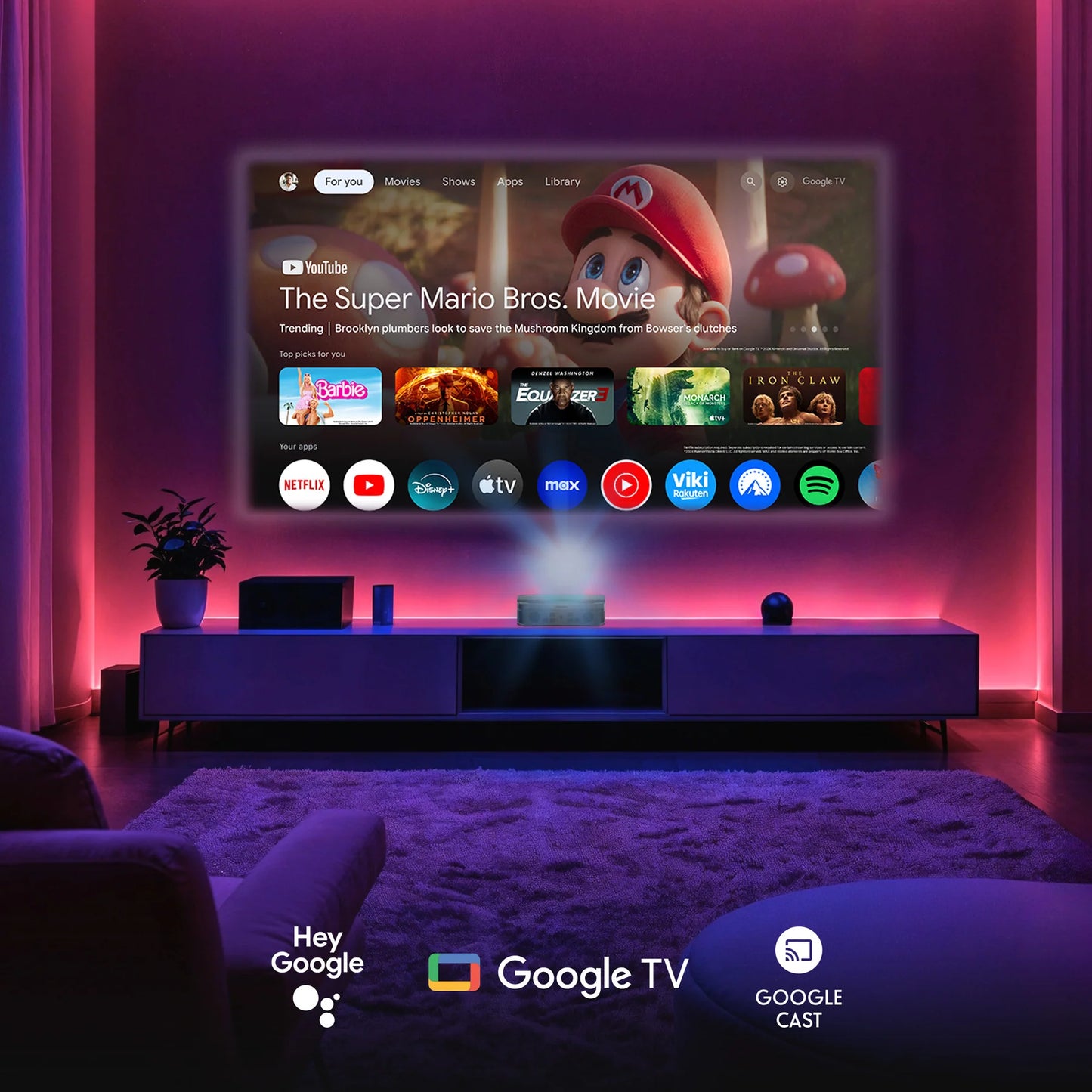 Thomson Ultra Short Throw Projector – Up to 100” Screen (Google TV)