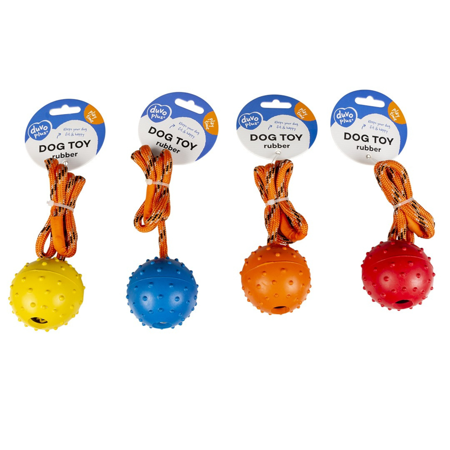 Duvo+ Rubber Dog Toy with Rope