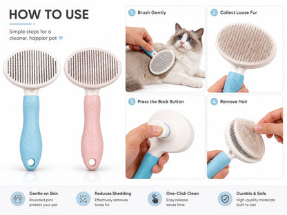 One-Click Hair Removal Brush for Dogs and Cats