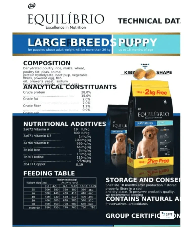 Equilibrio Large Breed puppy Dog Food (2kg-14kg)